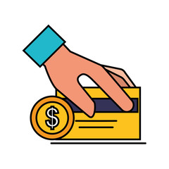 hand holding credit card and coin online shopping