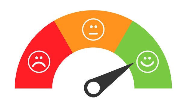 Customer icon emotions satisfaction meter with different symbol on background
