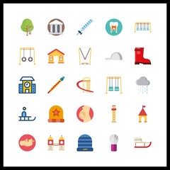 child icon. inflatable jumper and winter hat vector icons in child set. Use this illustration for child works.