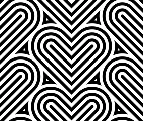 Gardinen Geometrisches Vektormuster. Nahtloses lineares Muster mit Herzen. © Rodin Anton