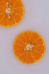 Fresh oranges on isolate white background .