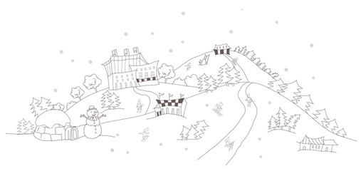 Obraz premium Budynki na polarnym krajobrazie