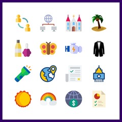 16 abstract icon. Vector illustration abstract set. engine and newspaper icons for abstract works