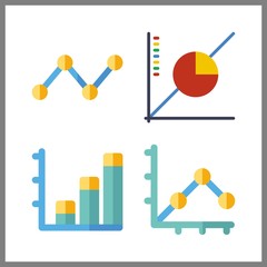 increase vector icons set. bar chart and line graph in this set.