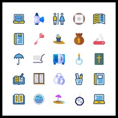 25 open icon. Vector illustration open set. open book and handcuffs icons for open works