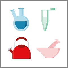 4 preparation icon. Vector illustration preparation set. retort and kettle icons for preparation works