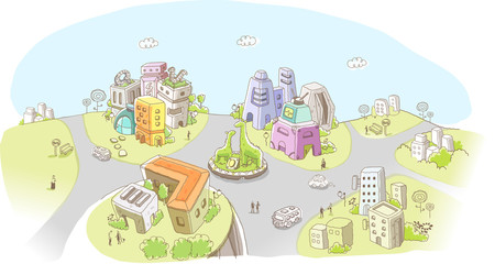 High angle view of buildings in a city