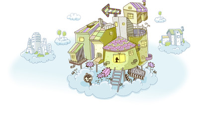 Fototapeta premium High angle view of buildings in a town