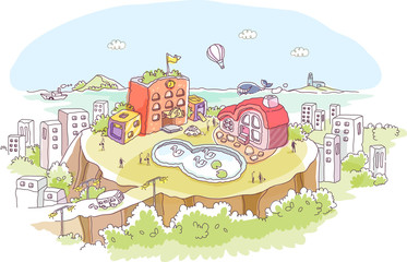 High angle view of buildings in a city