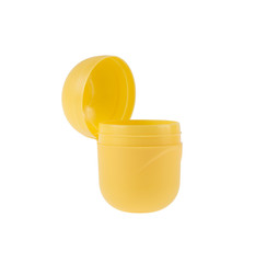 yellow capsule kinder surprise isolated on white background