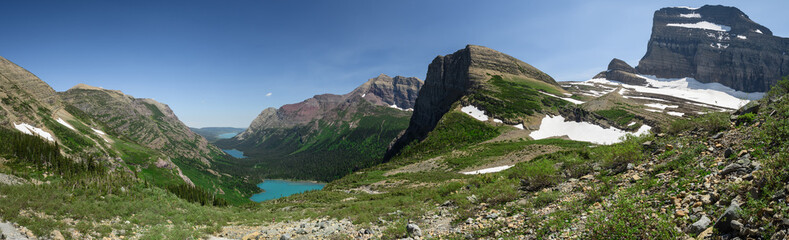 Fototapeta na wymiar Angel Wing Mountain on a beautiful day in Glacier National Park, Montana