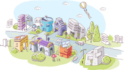 Fototapeta premium High angle view of buildings in a city