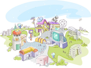 Fototapeta premium High angle view of buildings in a city