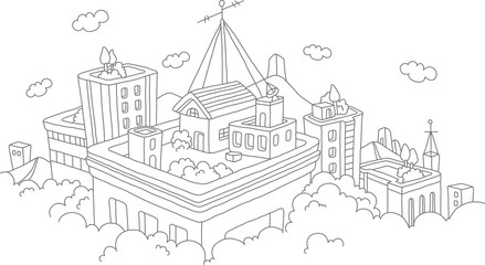 Fototapeta premium High angle view of buildings