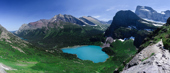 Fototapeta na wymiar Angel Wing Mountain on a beautiful day in Glacier National Park, Montana