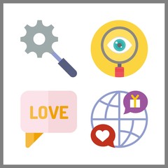 4 social icon. Vector illustration social set. search and chat icons for social works