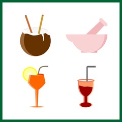 4 preparation icon. Vector illustration preparation set. mortar and cocktail icons for preparation works