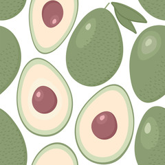 Seamless vector pattern with ripe avocado.