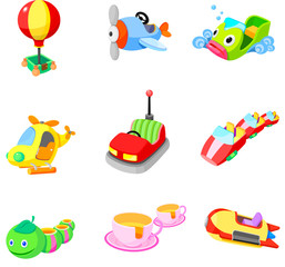Close-up of various amusement park rides