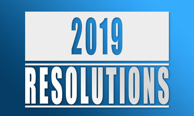 2019 Resolutions - neat white text written on blue background