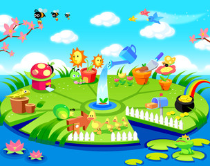 Obraz premium View of a park on an island