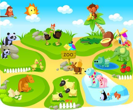 Group of animals in a zoo