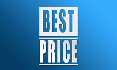 Best Price - neat white text written on blue background