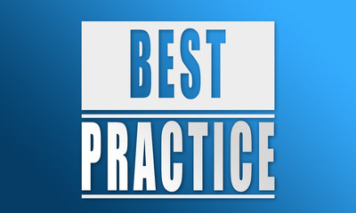 Best Practice - neat white text written on blue background