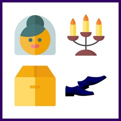 luxury icon. blue shoes and bride vector icons in luxury set. Use this illustration for luxury works.