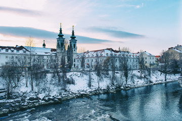 A church in Graz in winter 