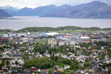 Fototapeta na wymiar Bodø town seen from Rønvikfjellet in northern Norway