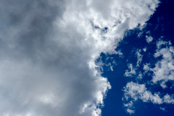 Dark clouds in the dark blue sky background