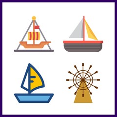 sail icon. boat rule and sailboat vector icons in sail set. Use this illustration for sail works.