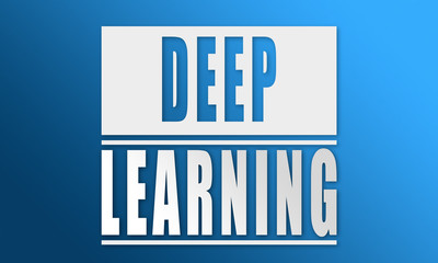 Deep Learning - neat white text written on blue background
