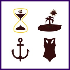 beach icon. swimsuit and sun watch vector icons in beach set. Use this illustration for beach works.