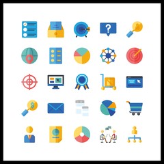 25 marketing icon. Vector illustration marketing set. inbox and list icons for marketing works