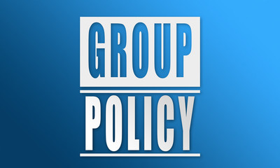 Group Policy - neat white text written on blue background