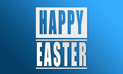 Happy Easter - neat white text written on blue background