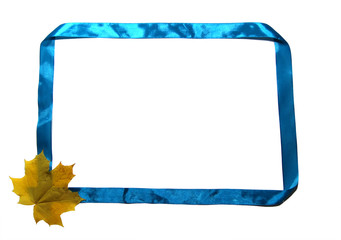 empty frame in blue color on white background. maple leaf