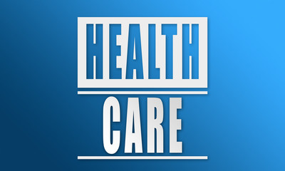 Fototapeta premium Health Care - neat white text written on blue background