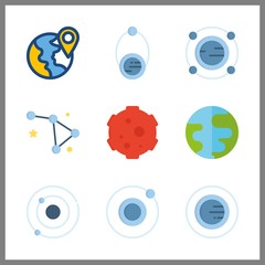 9 explosion icon. Vector illustration explosion set. planet earth and meteorite icons for explosion works