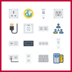 16 connect icon. Vector illustration connect set. worldwide and socket icons for connect works