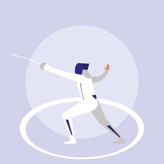 person practicing fencing avatar character