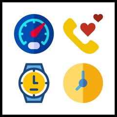 dial vector icons set. phone call, wristwatch, clock and gauge in this set.