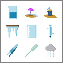 drop icon. bucket and condenser vector icons in drop set. Use this illustration for drop works.