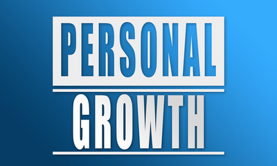 Personal Growth - neat white text written on blue background