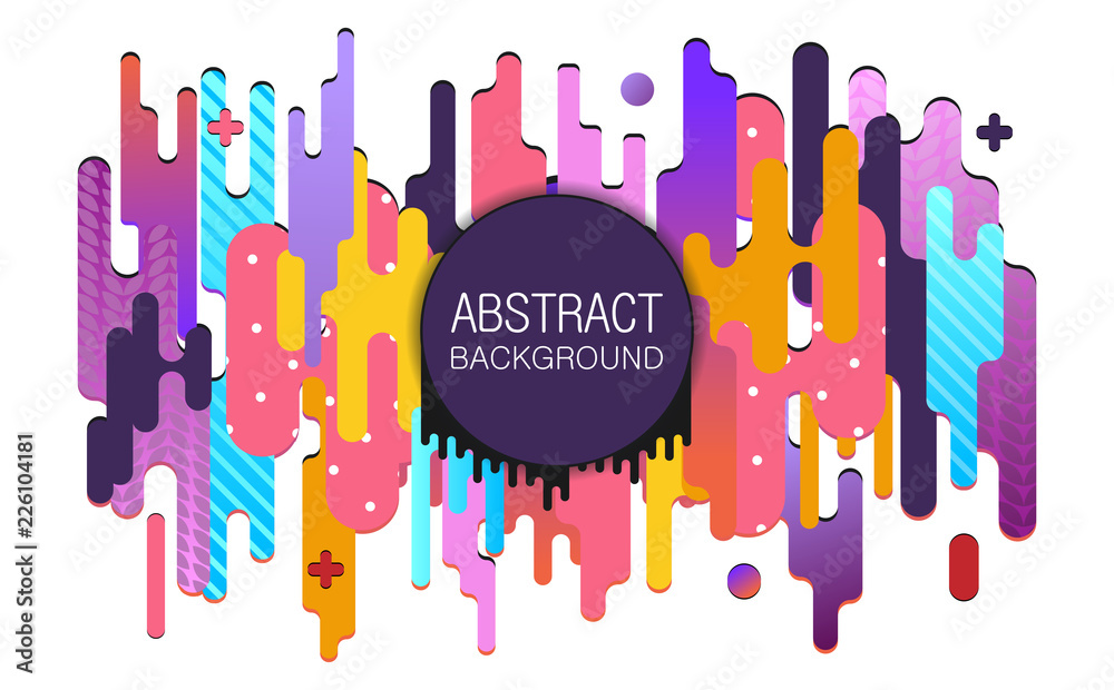 Poster modern style abstract, colorful background, with circle frame and bright and colorful rounded shapes
