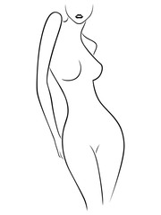 Obraz na płótnie Canvas Contour of slender body of woman
