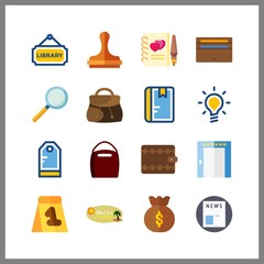paper icon. newspaper and bag vector icons in paper set. Use this illustration for paper works.
