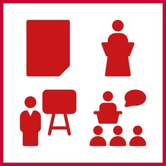 discussion icons set. laptop, concept, chart and network graphic works